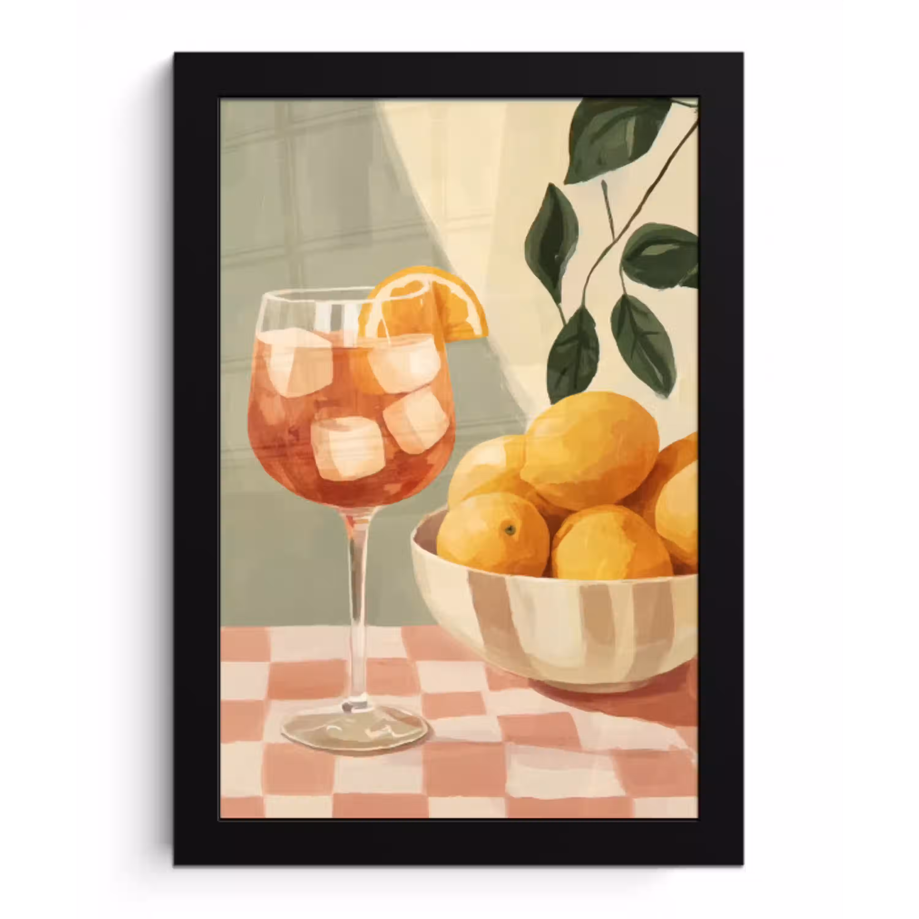 Citroenen - Glas - Tafelkleed - Geblokt fotolijst zwart zonder passe partout klein -3d