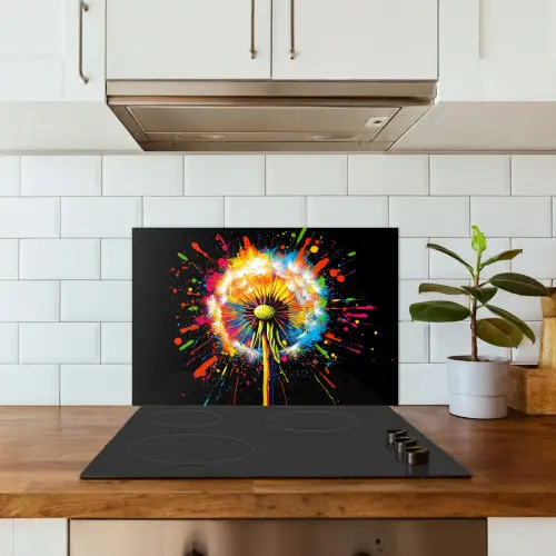 Paardenbloem - Graffiti - Kleurrijk - Bloemen - Natuur keuken achterwand spatscherm klein -sfeer2