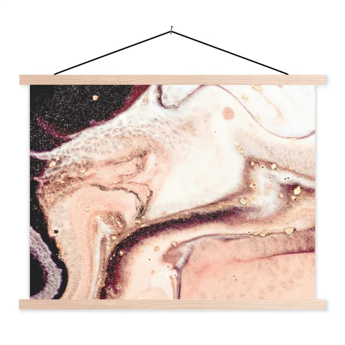 Binnenkant van een roze geode uit de natuur textielposter latten blank klein -3d