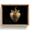 Aardbei - Goud - Zwart - Chrome Dienblad Rechthoek middel -z3d_shopping