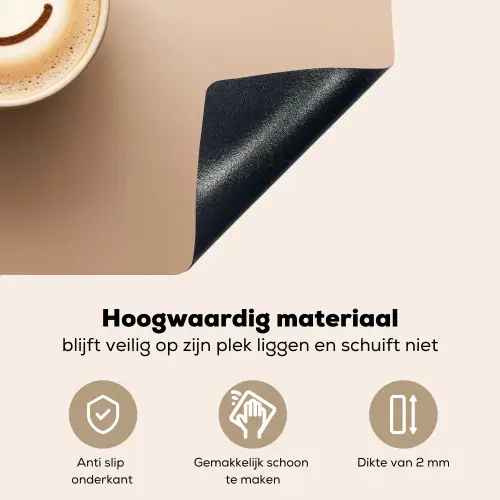 Koffie - Melkschuim - Lach - Beige Inductie beschemer met haakjes klein -ky-onderkant-nl
