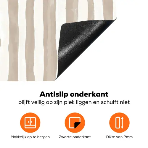 Minimalistisch - Strepen - Beige Inductie beschermer vinyl 3mm klein 276 -zzzzzzz-td-onderkant