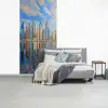 Skyline - Wolkenkrabbers - Water - Blauw fotobehang vinyl groot -slaapkamer