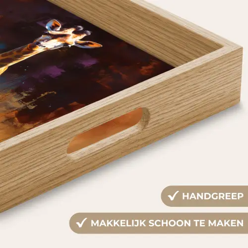 Giraf - Bruin - Abstract - Geschilderd Dienblad Rechthoek middel -USP_HandgreepNL