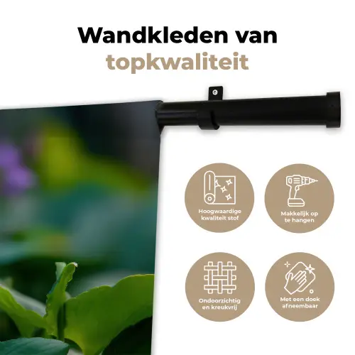 Viooltjes - Paars - Bloem - Bladeren Wandkleed katoen klein -sfeer2