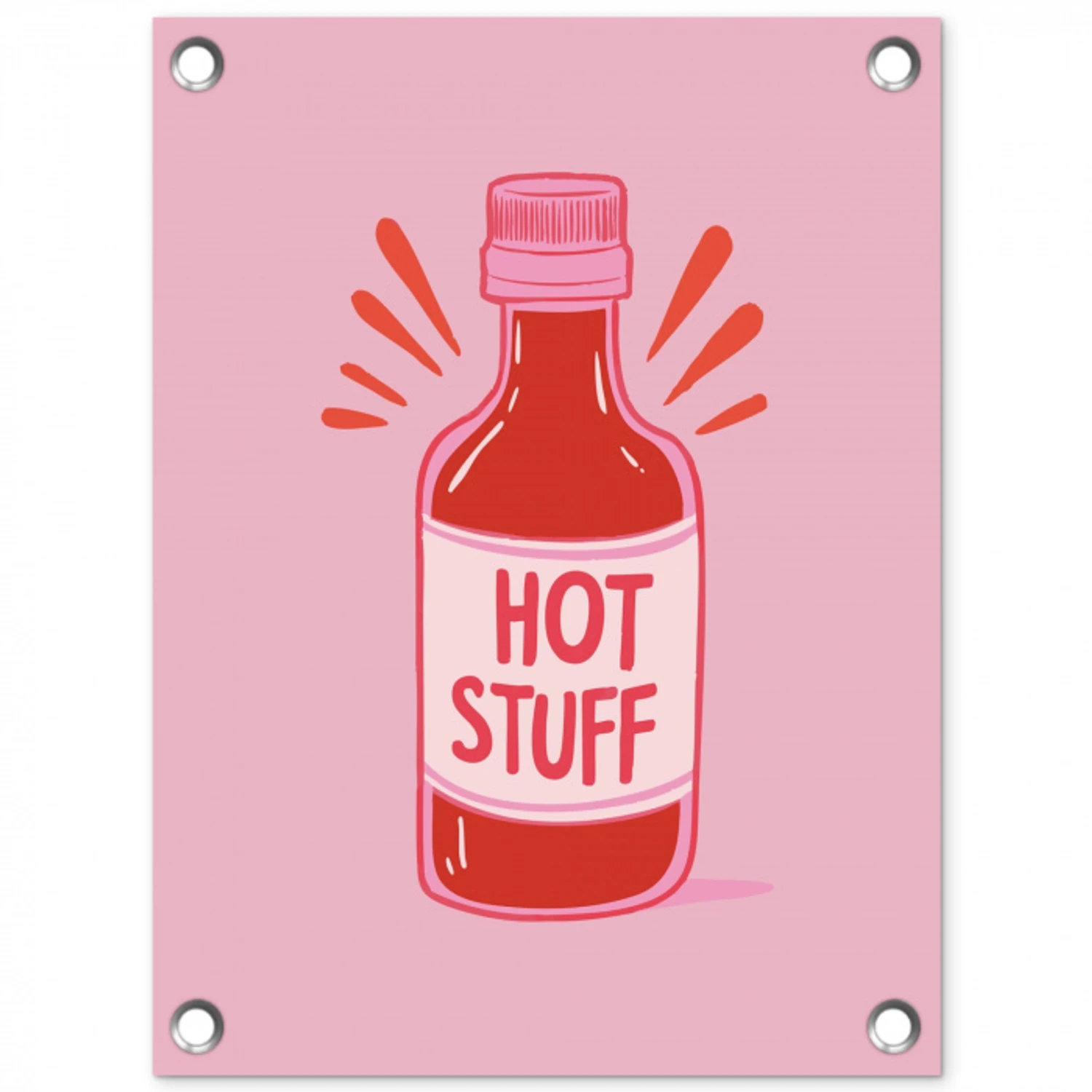 Pittig - Rood - Saus - Grafisch tuinposter los doek klein -3d