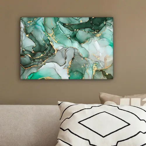Goud - Marmer - Groen - Luxe - Marmerlook - Grijs canvas 2cm klein -sfeer3