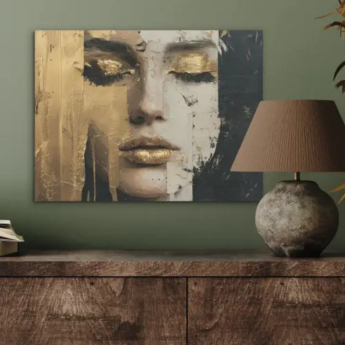 Abstract - Goud - Gezicht - Lippen PET vilt klein -sfeer2