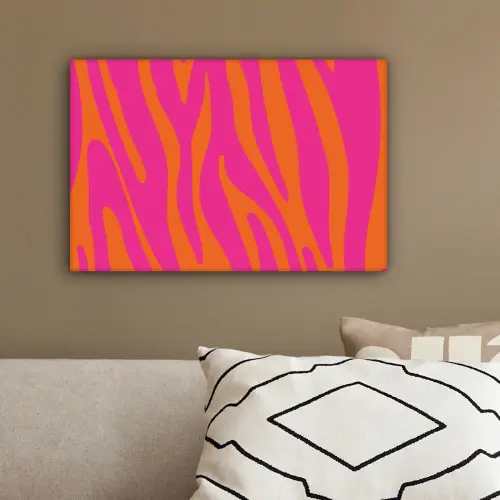 Zebraprint - Roze - Oranje - Dierenprint canvas 2cm klein -sfeer3