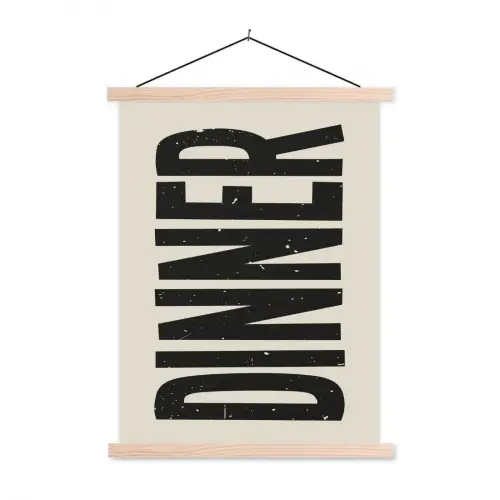 Eten - Vintage - Retro - Japandi textielposter latten blank klein -3d