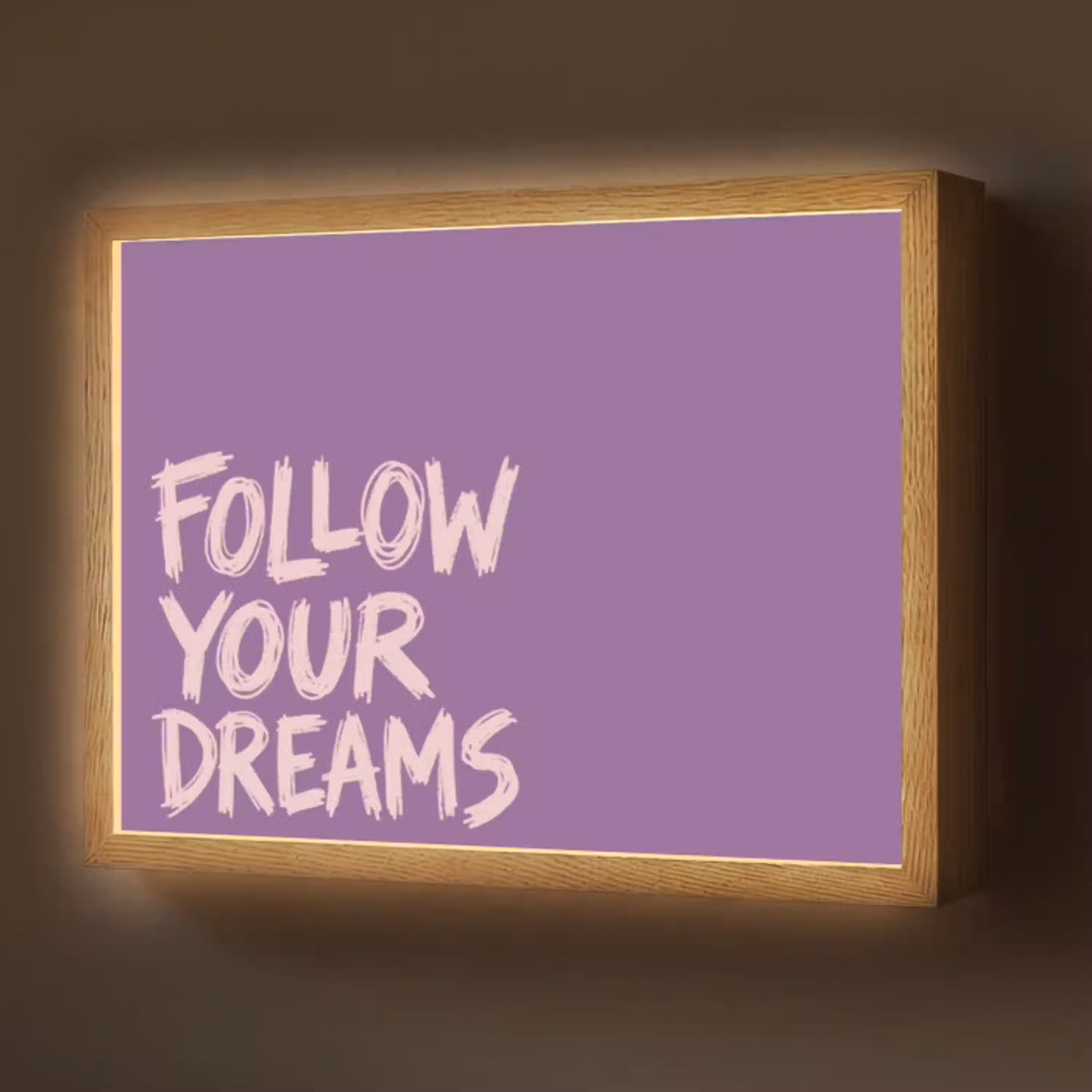 Follow your dreams - Paars - Penseeltextuur Light Box met batterij (Wandlamp) middel -z3d_website