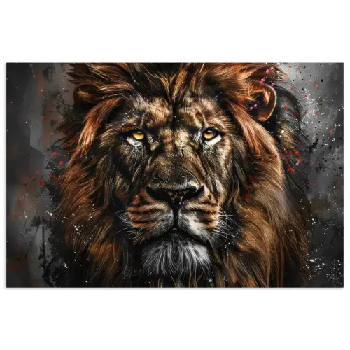 Leeuw - Dieren - Portret - Zwart - Luxe poster papier klein -3d