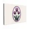 Tulpen - Paars - Lijst - Bladeren Tuinposter op houten frame 2 cm dik klein -3d
