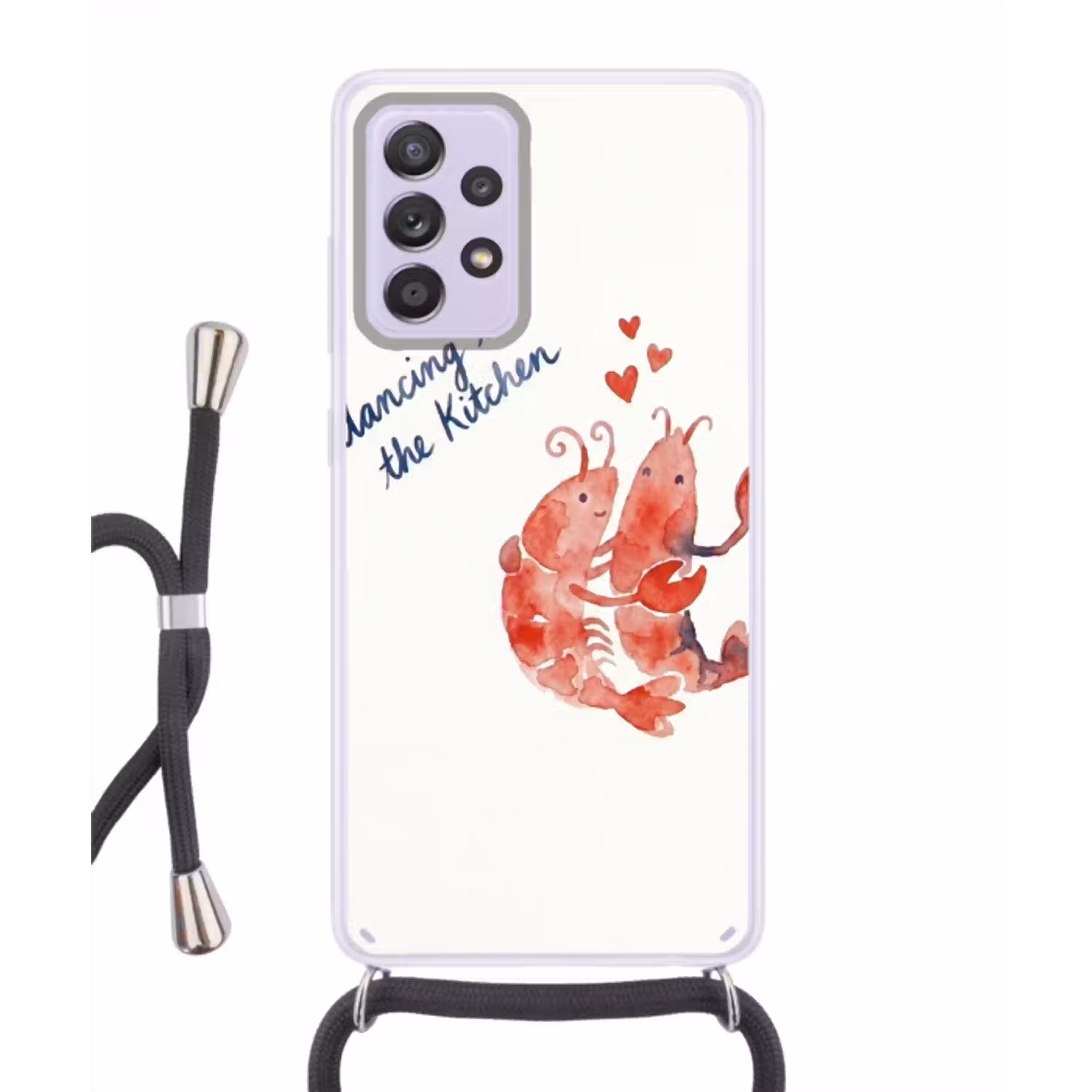 Dier - Dans - Liefde - Waterverf - Rood Hoesje Samsung Galaxy A52 5G met koord klein -3d