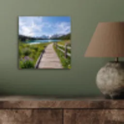 Bergen - Meer - Landschap - Blauw aluminium wit klein -sfeer2