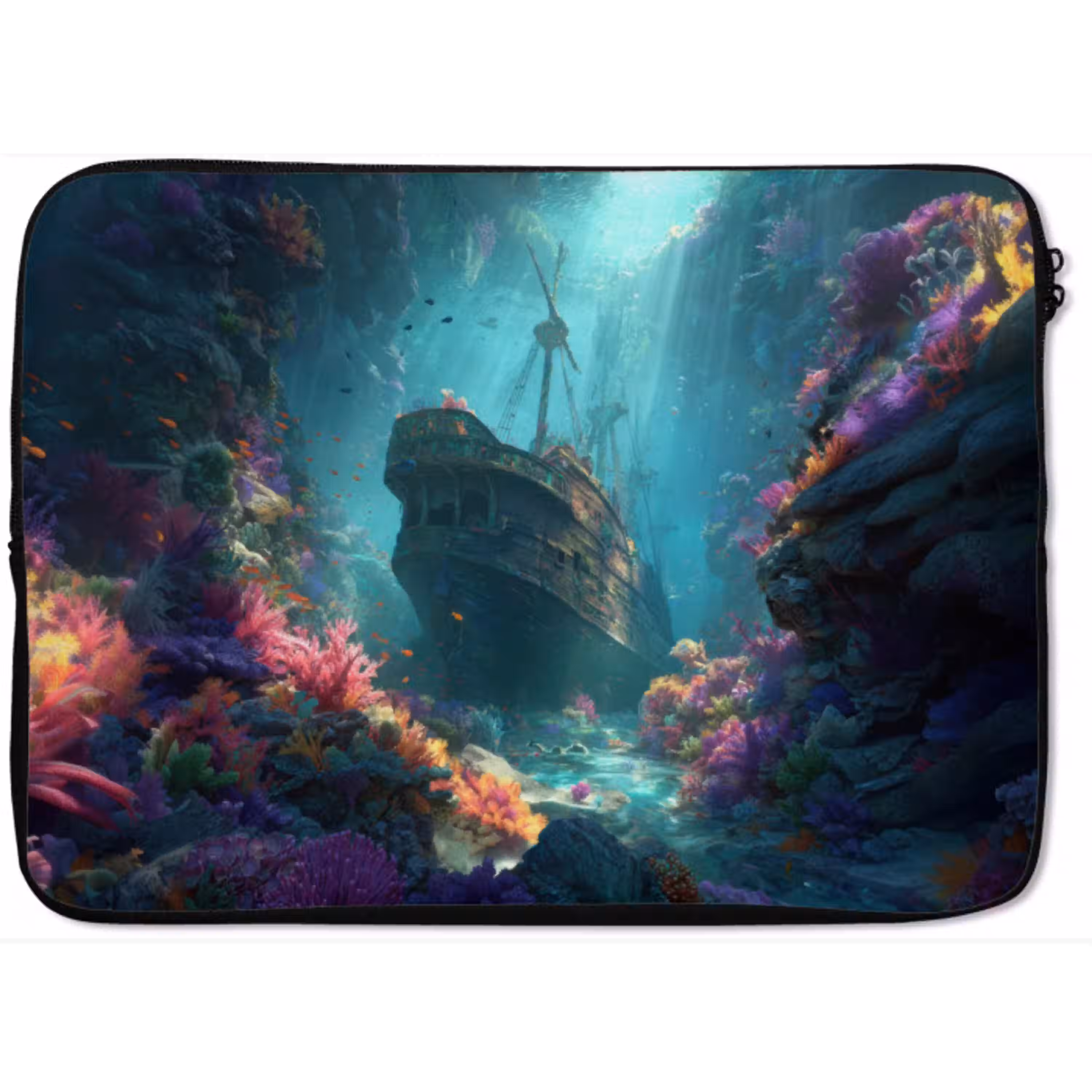 Schip - Hout - Koraalriffen - Zonlicht laptophoes neopreen klein -zkaufland3dotto