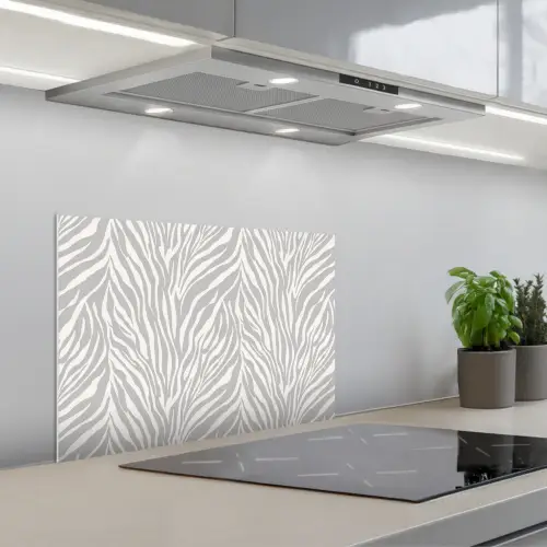 Zebra - Motief - Grijs keuken achterwand spatscherm klein 900 -3d_schuin