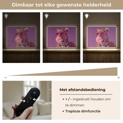 Panter - Zonnebril - Kauwgombel - Roze Light Box met batterij (Wandlamp) middel -USP_dimbaarNL