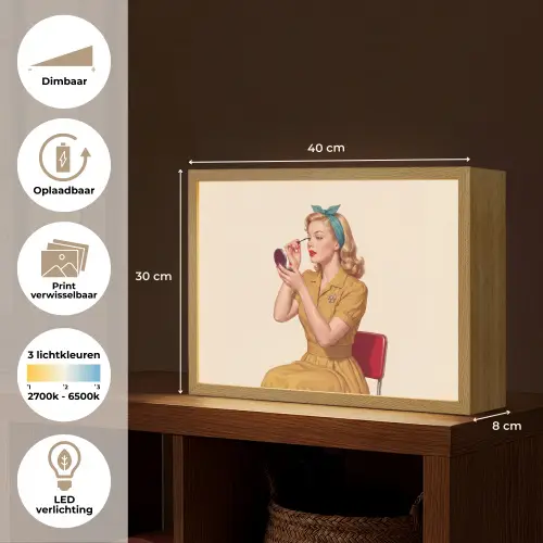 Illustratie - Mascara - Vrouw - Geel Light Box met batterij (Wandlamp) middel -USP_websiteoverzichtNL