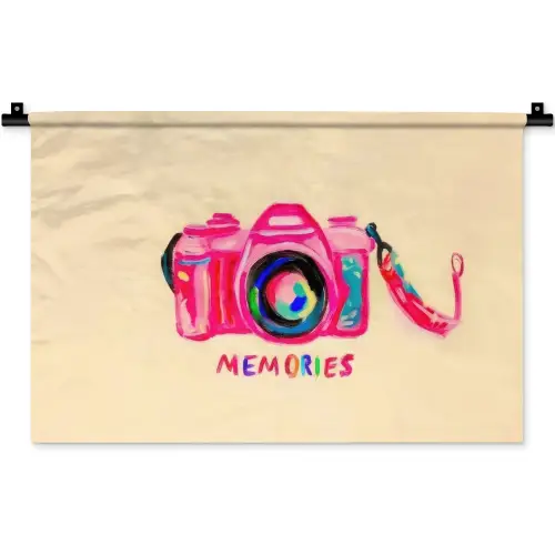 Camera - Memories - Roze - Geschilderd Wandkleed katoen klein -zz3d