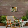 Doorkijk - Bloemen - Natuur - Zon - Pad Tuinposter op houten frame 2 cm dik klein -sfeer3