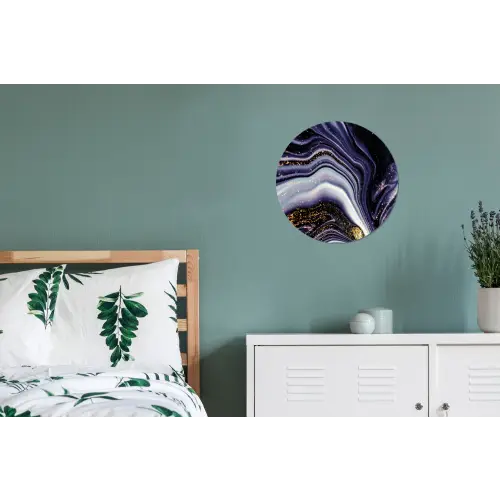 Marmer - Paars - Luxe - Marmerlook - Glitter Wandcirkel aluminium klein -slaapkamer