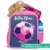Voetbalvibes - Verf - Roze - Blauw Kinderrugzak - Roze middel -inhoud_FR