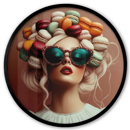 Vrouw - Macarons - Bril Fotolijst rond zonder passe partout klein -3d