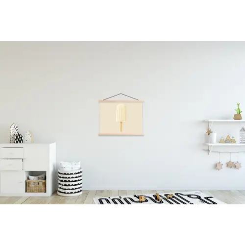 Minimalistisch - Waterijsje - Stokje - Beige textielposter latten blank klein -kinderkamer