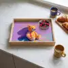 Teddybeer - Schaduw - Penseelstreken - Paars Dienblad Rechthoek middel -sfeer2