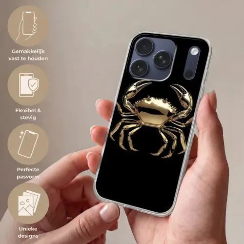 Goud - Krab - Dieren - Zwart Telefoonhoesje iPhone 17 Pro klein -sfeer3_NL