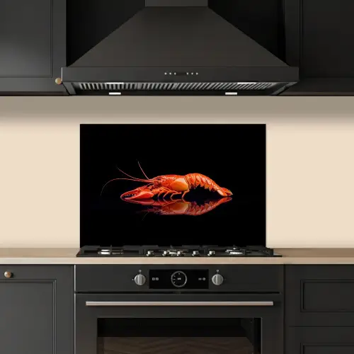 Kreeft - Oranje - Zwart - Opvallend keuken achterwand spatscherm klein -sfeer1