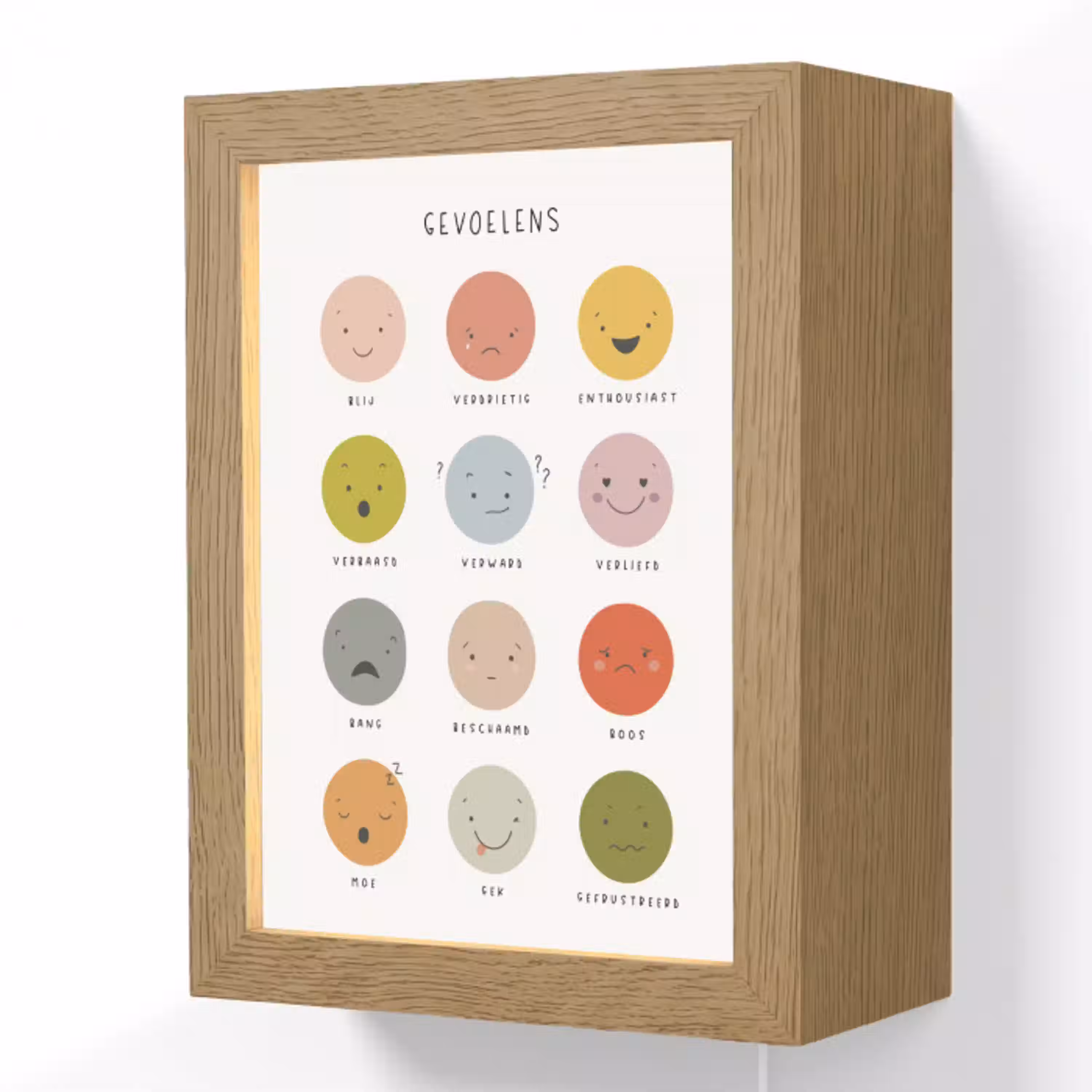 Gevoelens - Leren voor kinderen - Educatief - Kleuren Light Box met kabel (Wandlamp kind) klein -3d