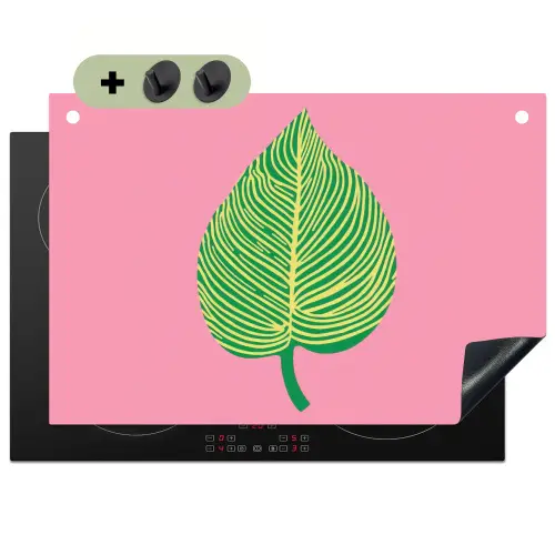 Illustratie - Blad - Minimalistisch - Groen Inductie beschemer met haakjes klein -3d