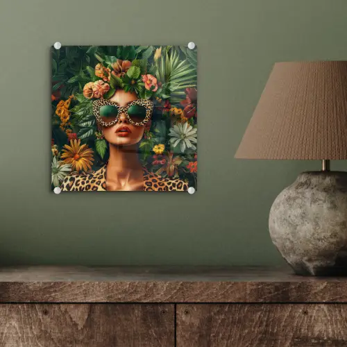 Vrouw - Panterprint - Jungle - Natuur - Luxe plexiglas 5mm klein -sfeer3