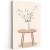Vaas - Bloemen - Madeliefjes - Beige Tuinposter op houten frame 2 cm dik middel -3d