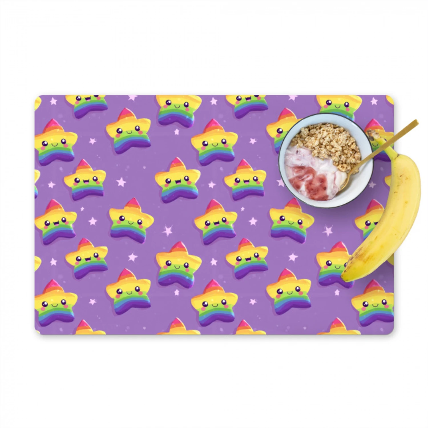 Sterren - Regenboog - Paars Placemat vinyl groot 368 -zzzproduct_Kitchenyeah-website