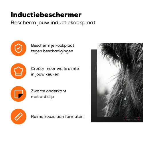 Schotse hooglander - Zwart - Wit - Sneeuwvlokken Inductie beschermer vinyl 3mm klein -zzzzzzz-td-ups