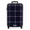 Donkerblauw ruitpatroon met roze visgraatlijnen NBS - Handbagage koffer - Kinderen Unisex middel -productfoto_recht