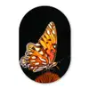 Vlinder - Bloemen - Insect - Portret - Zwart - Oranje Wandcirkel Ovaal Forex klein -3d