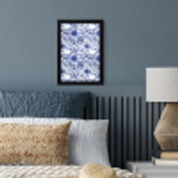 Bloemen - Blauw - Patroon - Wit fotolijst zwart zonder passe partout klein 224 -sfeer3