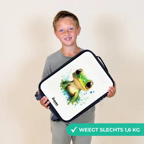 Groene kikker met grote ogen op witte achtergrond Kinderkoffer - Zwart klein -sfeer4_NL
