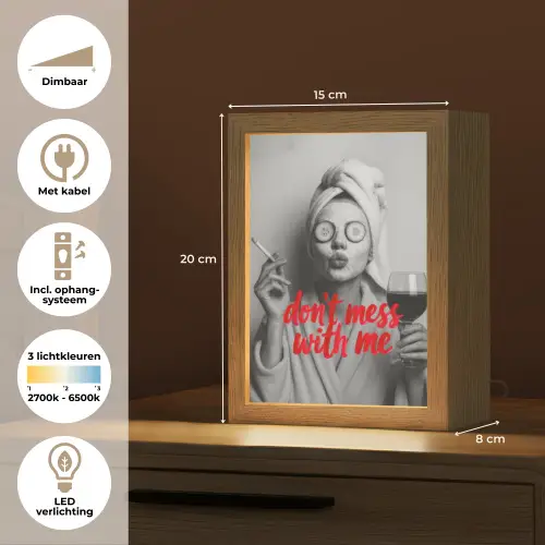 Don't mess with me - Wijn - Vrouw - Sigaret Light Box met kabel (Tafellamp) klein -USP_NL