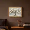 Boom - Goud - Bloemen - Abstract - Kunst Light Box met batterij (Wandlamp) middel -sfeer4