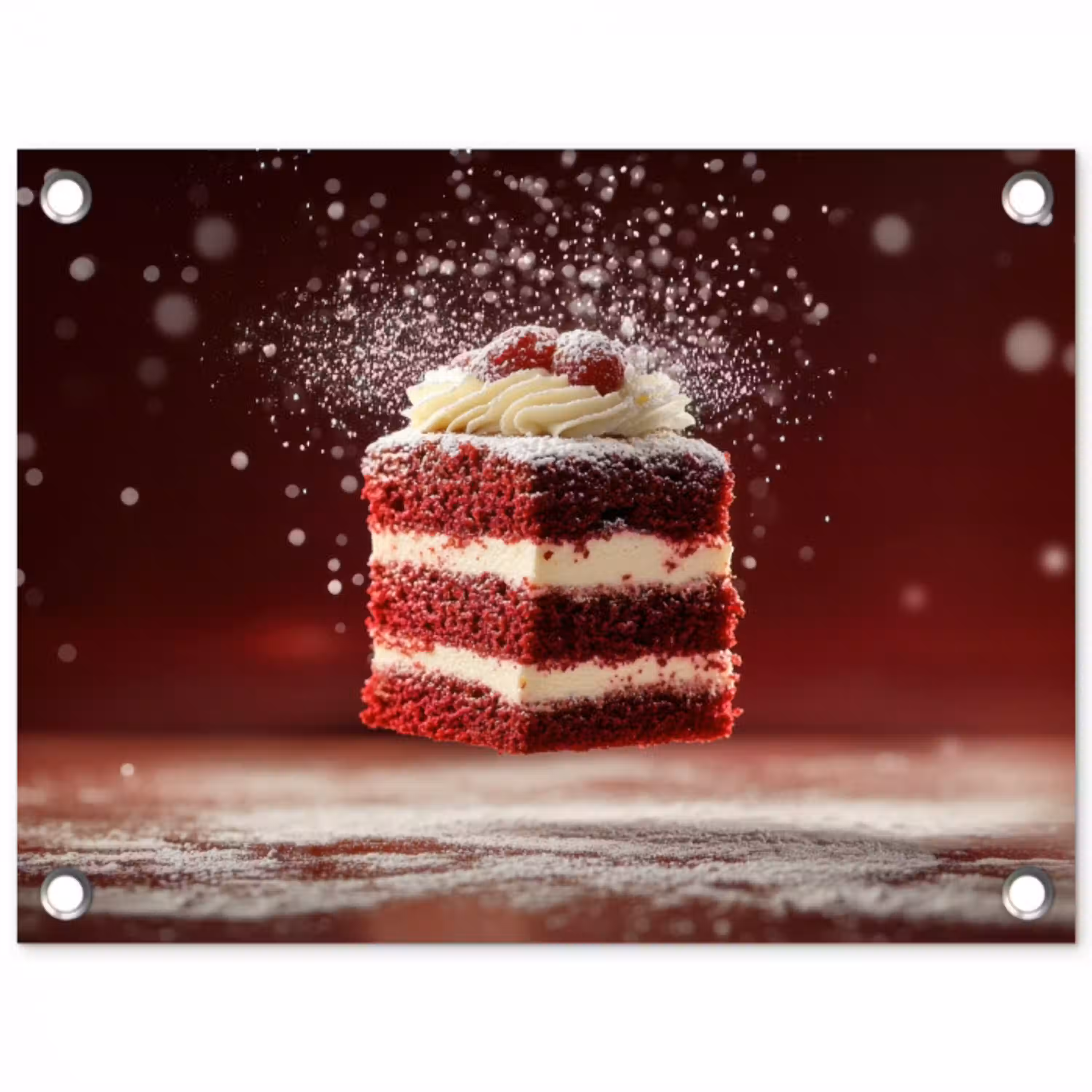 Rode - Velvet - Taart - Eten tuinposter los doek klein -3d