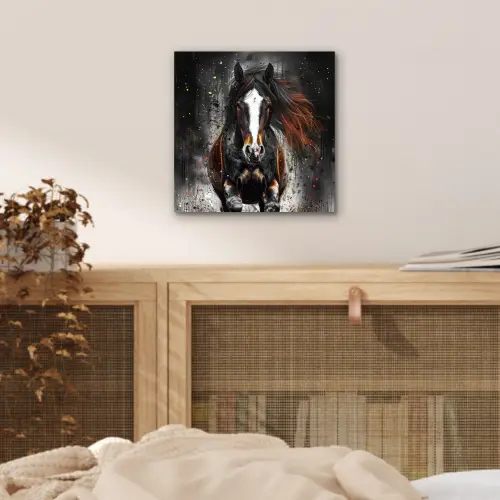 Paard - Dieren - Zwart - Luxe - Modern aluminium wit klein -sfeer3