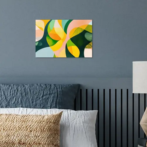 Abstract - Geel - Roze - Groen poster papier klein -sfeer2