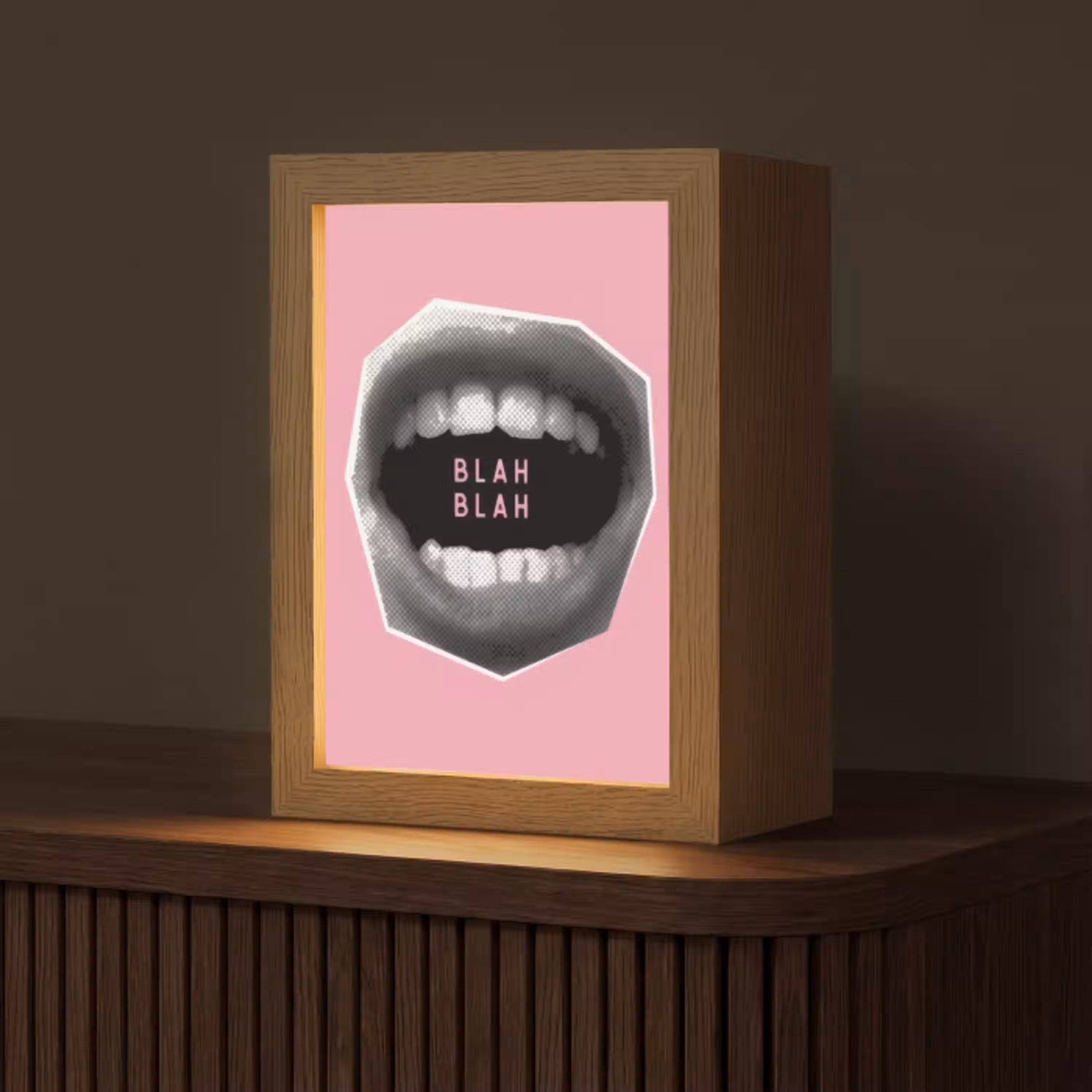 Mond - BLAH BLAH - Roze Light Box met kabel (Tafellamp) klein -z3d_website