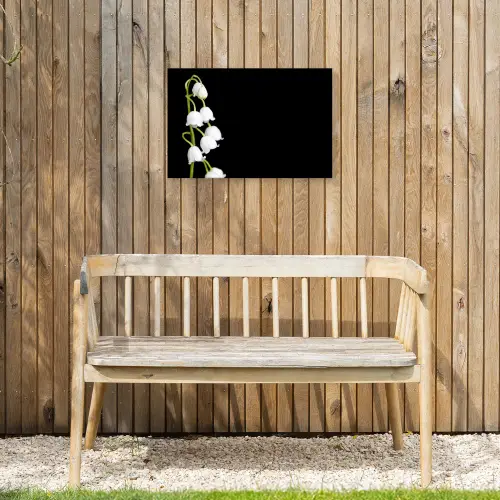 Lelietjes van dalen - Bloemen - Zwart - Flora Tuinposter op houten frame 2 cm dik klein -sfeer4