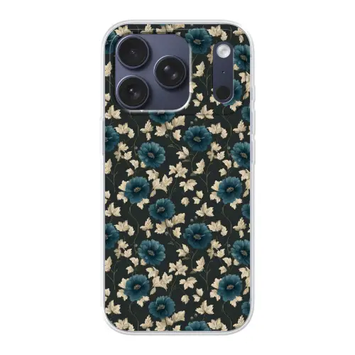 Botanisch - Bloemen - Blauw Telefoonhoesje iPhone 17 Pro klein 878 -3d